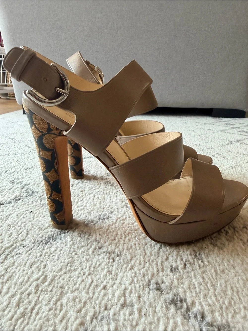 Coach Leather Platform Sandal Heels | Signature Heel | Size 6.5